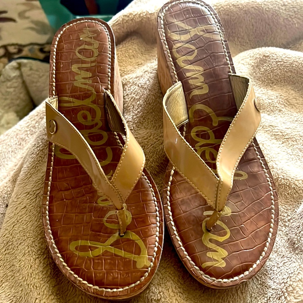 Sam Edelman tan patient leather wedge size 10
